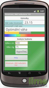 Kalkulačka tělesné hmotnosti OS Android