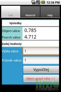 Objem povrch válce Android Software