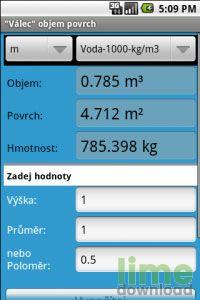 Kalkulačka objemu povrchu hmotnosti těles pro Android
