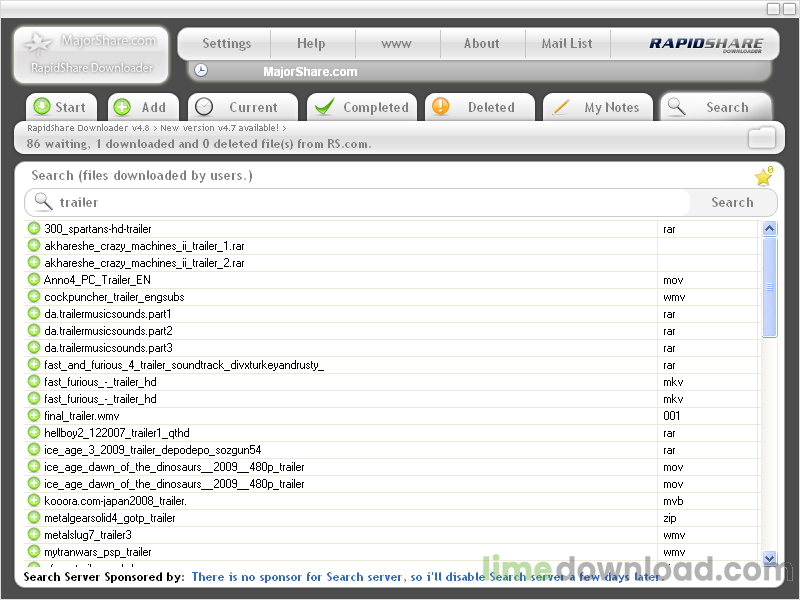 Major Share RapidShare Downloader
