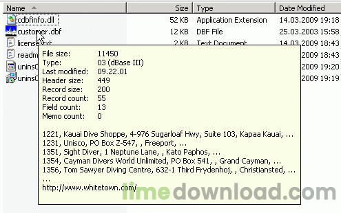CDBFinfo Shell Extension