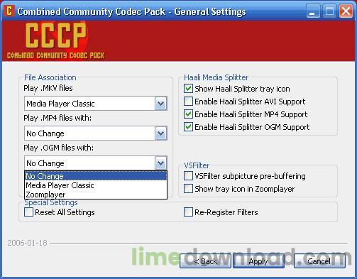 CCCP Combined Community Codec Pack