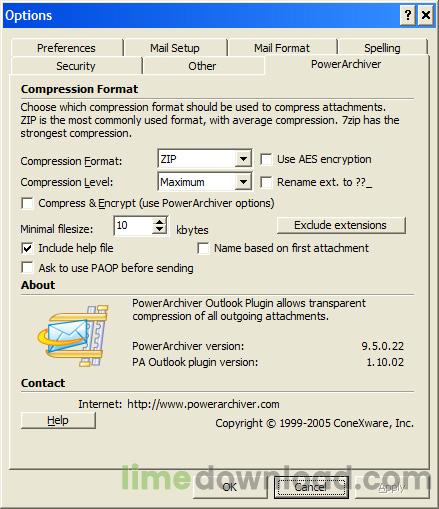 PowerArchiver Plug-in pro Outlook
