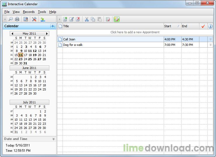 Interactive Calendar