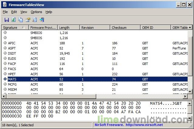 FirmwareTablesView