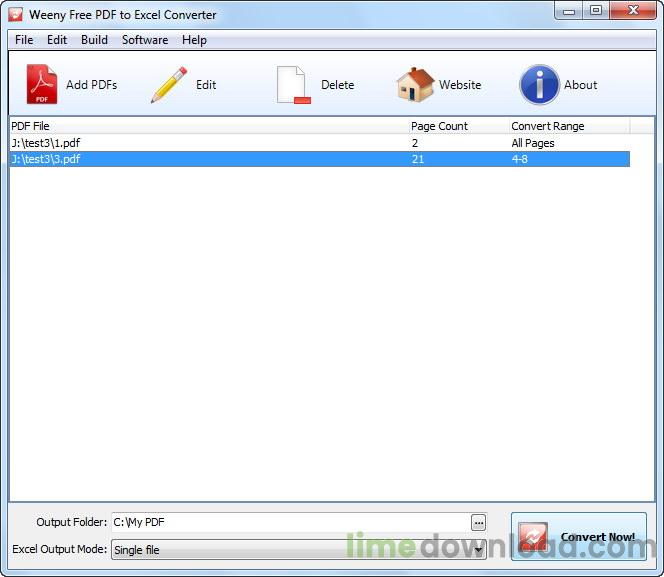 Weeny Free PDF to Excel Converter