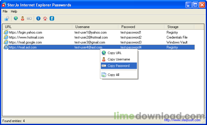 SterJo Internet Explorer Passwords