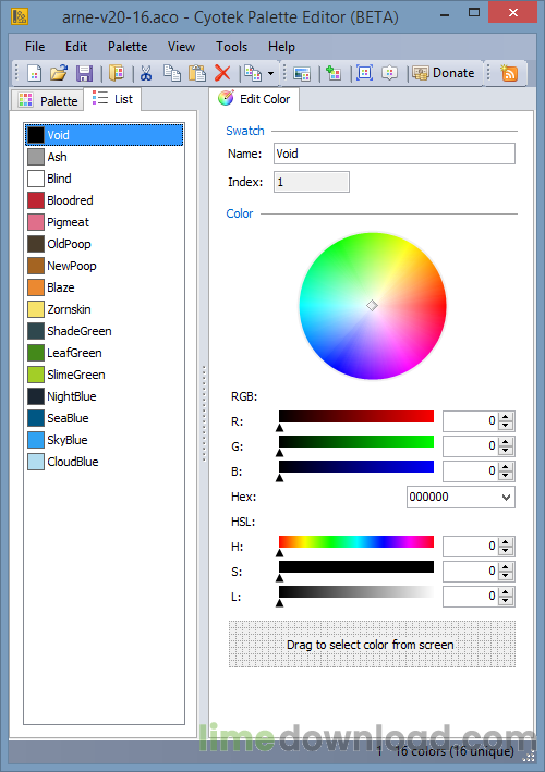 Cyotek Color Palette Editor
