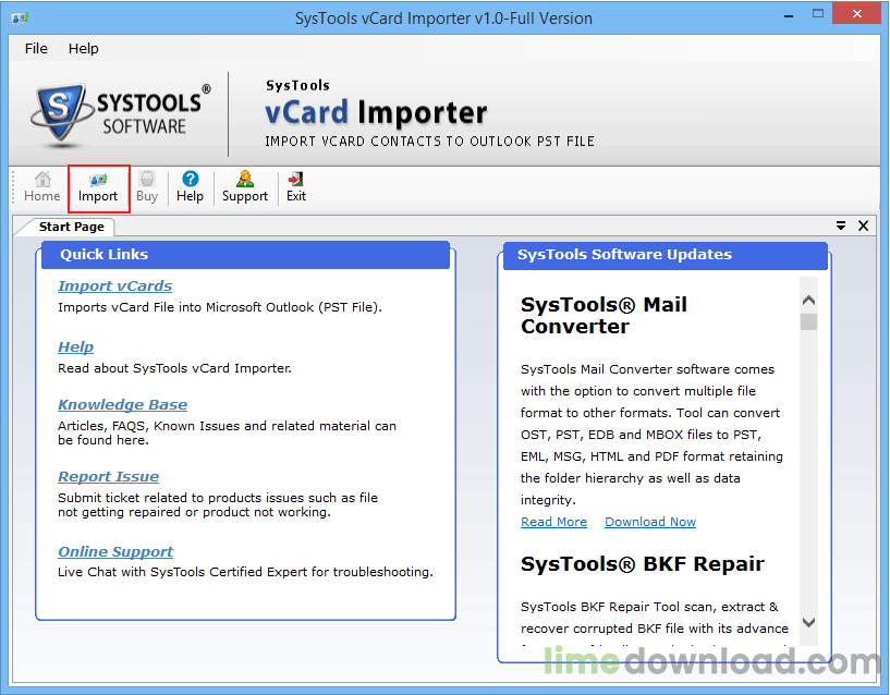SysTools vCard Importer