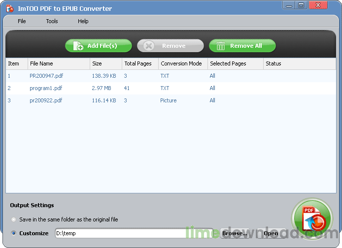 ImTOO PDF to EPUB Converter