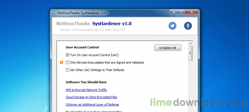 NoVirusThanks SysHardener