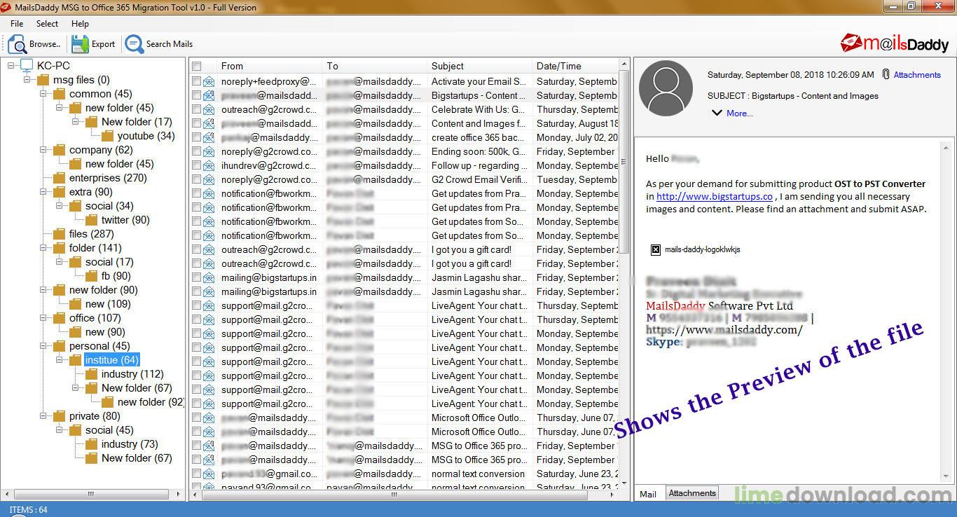MailsDaddy MSG to Office 365 Migration