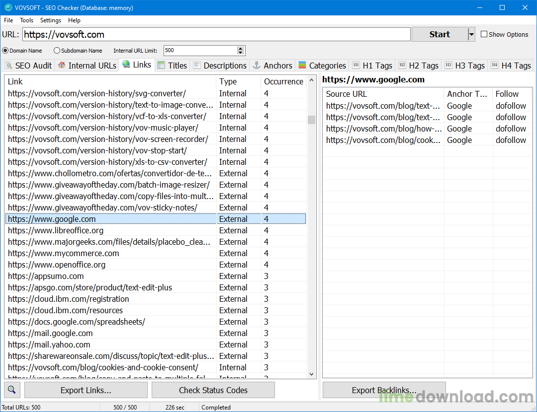 Vovsoft SEO Checker