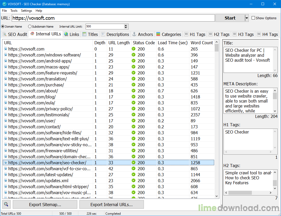 Vovsoft SEO Checker
