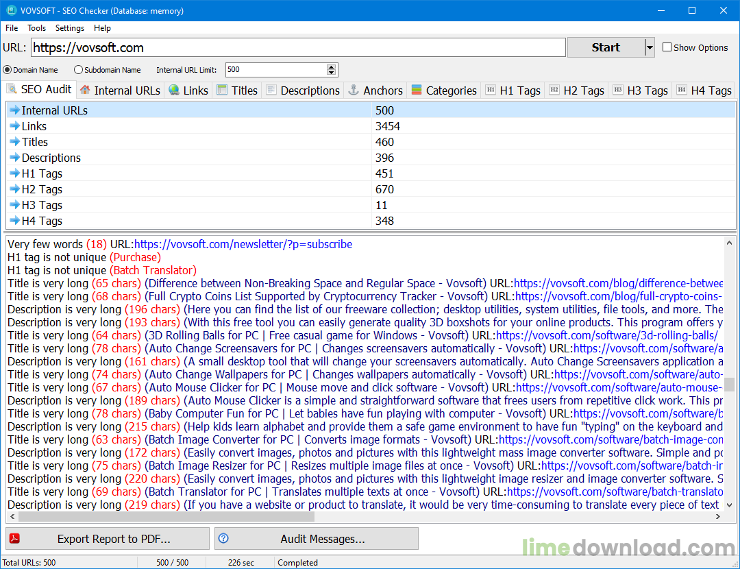 Vovsoft SEO Checker