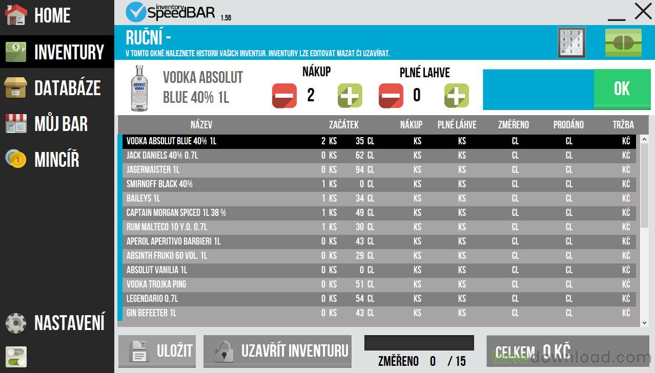 SpeedBAR inventura alkoholu