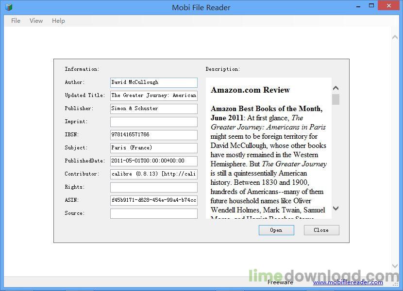 Mobi File Reader