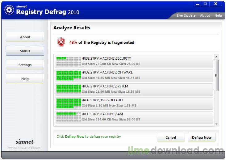 Simnet Registry Defrag 2010