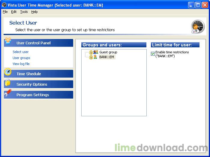 Vista User Time Manager