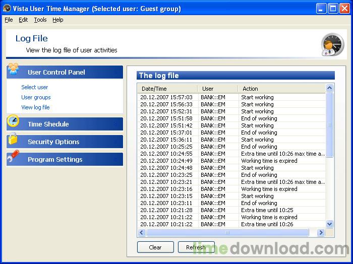 Vista User Time Manager